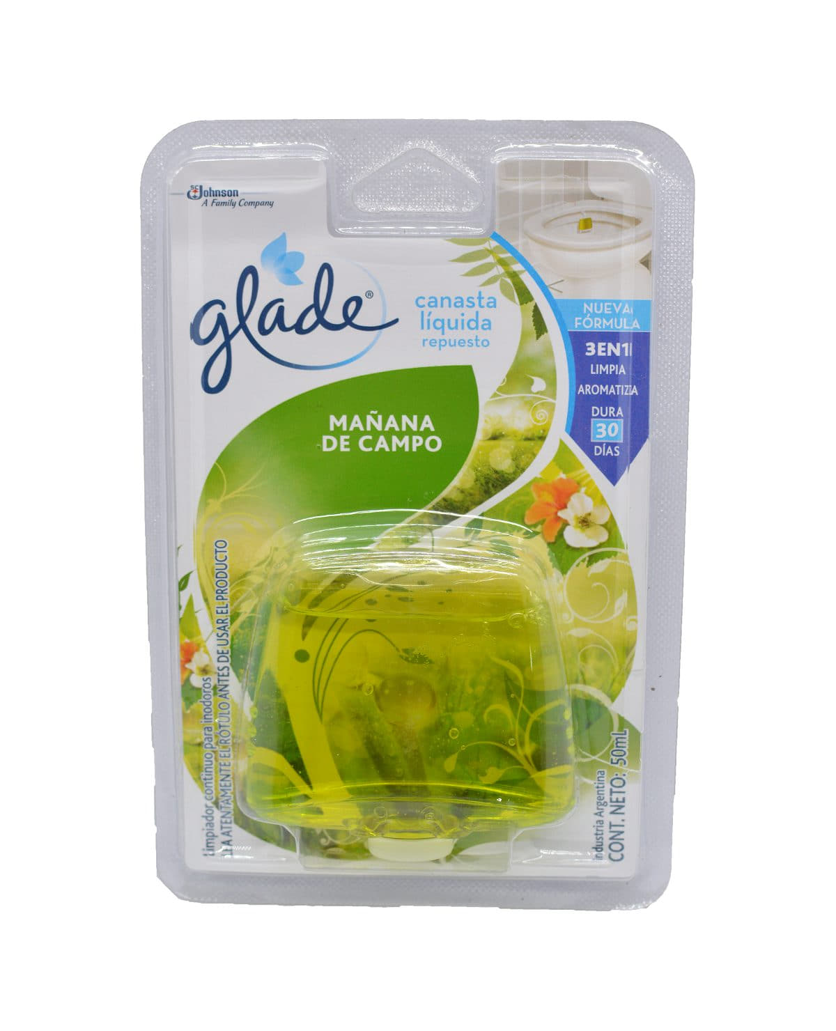 Canasta para Inodoro Glade Mañana de Campo Liquida repuesto 50 Ml